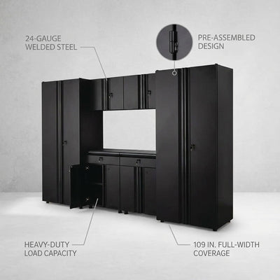 6-Piece Regular Duty Welded Steel Garage Storage System in Black (109 In. W X 75 In. H X 19.6 In. D)