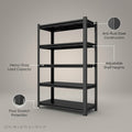 5-Tier Metal Shelves Heavy Duty Storage Shelves Adjustable Garage Shelf in Black (23 In. W X 72 In. H X 47 In. D)