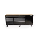 84 In. W X 18 In. D 9-Drawer Mobile Workbench with Wood Top in Gloss Black