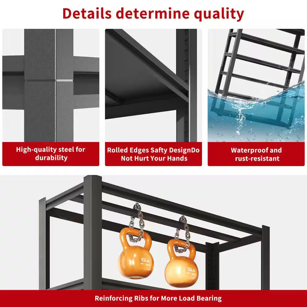 82 In.H 6-Tier Metal Shelves, 2400LBS Heavy Duty Storage Shelves, Adjustable Garage Shelf Industrial Utility Rack-Black
