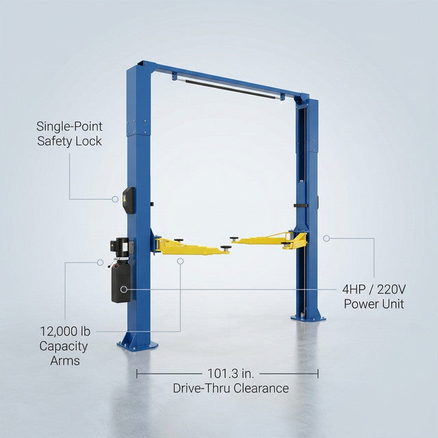 12,000 Lbs Two-Post Car Lift with 220V 4HP Motor & Single-Point Lock – Ideal for Shops, Garages & Heavy-Duty Vehicle Maintenance — Lifestyle