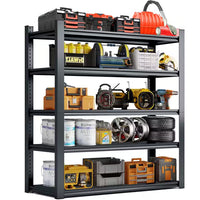 5-Tier Metal Shelves Heavy Duty Storage Shelves Adjustable Garage Shelf in Black (23 In. W X 72 In. H X 47 In. D)