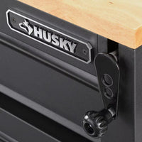 72 In. W X 24 In. D Heavy-Duty 18-Drawer Matte Black Mobile Workbench Tool Chest with Adjustable-Height Hardwood Top