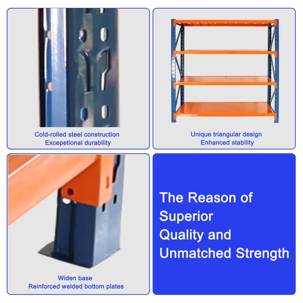 4400 Lb. 4-Tier Orange Steel Heavy Duty Adjustable Freestanding Storage Rack Garage Shelves