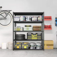 5-Tier Metal Shelves Heavy Duty Storage Shelves Adjustable Garage Shelf in Black (23 In. W X 72 In. H X 47 In. D)