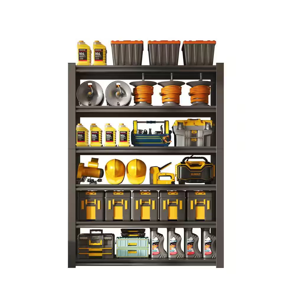 82 In.H 6-Tier Metal Shelves, 2400LBS Heavy Duty Storage Shelves, Adjustable Garage Shelf Industrial Utility Rack-Black