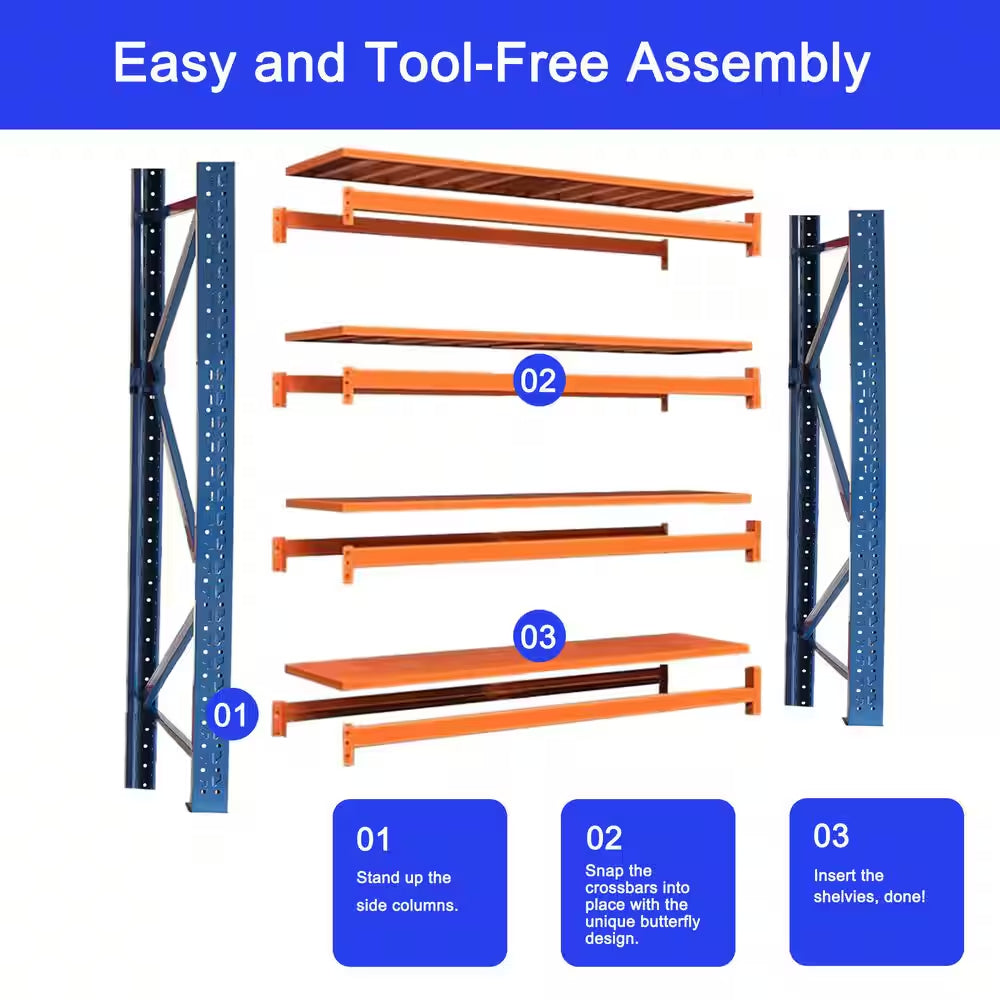 4400 Lb. 4-Tier Orange Steel Heavy Duty Adjustable Freestanding Storage Rack Garage Shelves