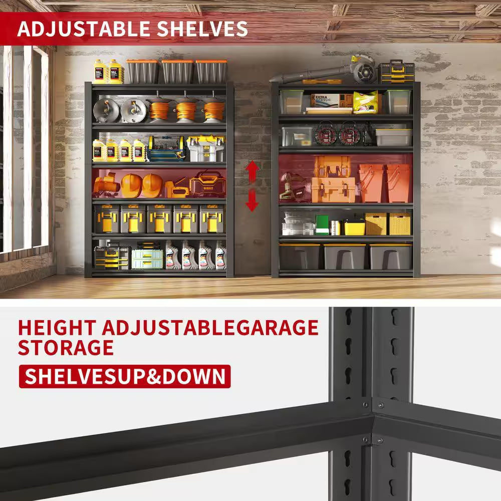 82 In.H 6-Tier Metal Shelves, 2400LBS Heavy Duty Storage Shelves, Adjustable Garage Shelf Industrial Utility Rack-Black