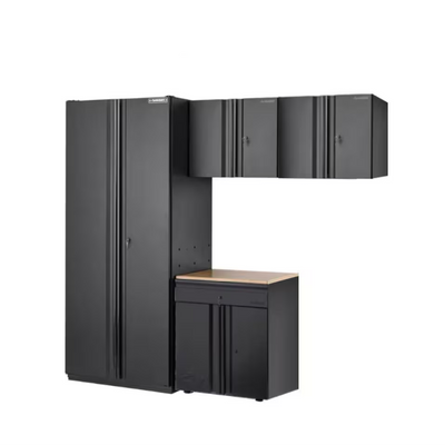 106 In. W X 82 In. H X 24 In. D 19-Gauge Extra Wide Welded Steel 4-Piece Heavy Duty Garage Storage System in Black