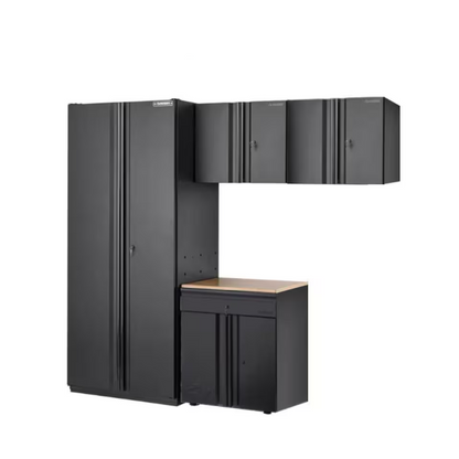 106 In. W X 82 In. H X 24 In. D 19-Gauge Extra Wide Welded Steel 4-Piece Heavy Duty Garage Storage System in Black