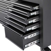 72 In. W X 24 In. D Heavy-Duty 18-Drawer Matte Black Mobile Workbench Tool Chest with Adjustable-Height Hardwood Top