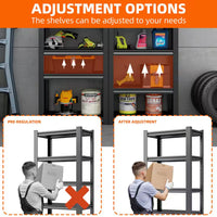 5-Tier Metal Shelves Heavy Duty Storage Shelves Adjustable Garage Shelf in Black (23 In. W X 72 In. H X 47 In. D)