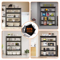 5-Tier Metal Shelves Heavy Duty Storage Shelves Adjustable Garage Shelf in Black (23 In. W X 72 In. H X 47 In. D)