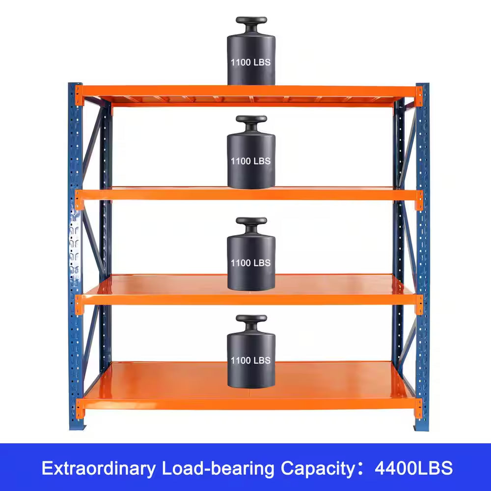 4400 Lb. 4-Tier Orange Steel Heavy Duty Adjustable Freestanding Storage Rack Garage Shelves