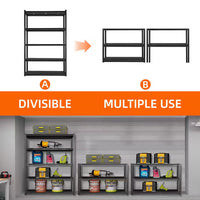 5-Tier Metal Shelves Heavy Duty Storage Shelves Adjustable Garage Shelf in Black (23 In. W X 72 In. H X 47 In. D)