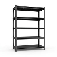 5-Tier Metal Shelves Heavy Duty Storage Shelves Adjustable Garage Shelf in Black (23 In. W X 72 In. H X 47 In. D) — Studio Shot