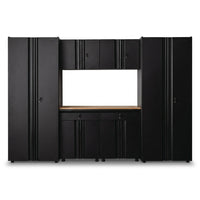 6-Piece Regular Duty Welded Steel Garage Storage System in Black (109 In. W X 75 In. H X 19.6 In. D) — Studio Shot